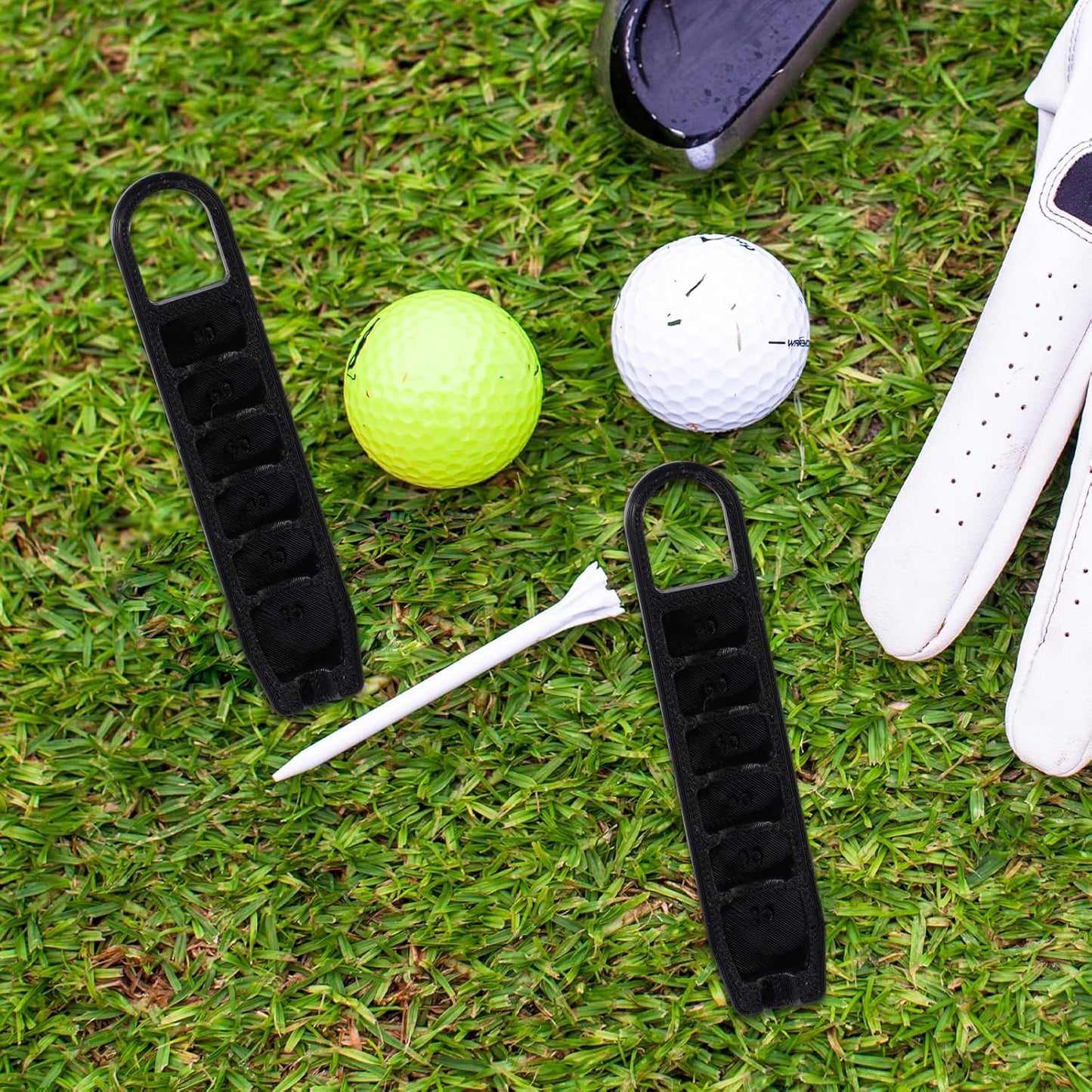 2pcs Golf Tee Height Adjuster, 6 Settings Precision Adjustable Golf Tee Elevator Tool Height Setter for Consistent Swings Training Accessories (Black)