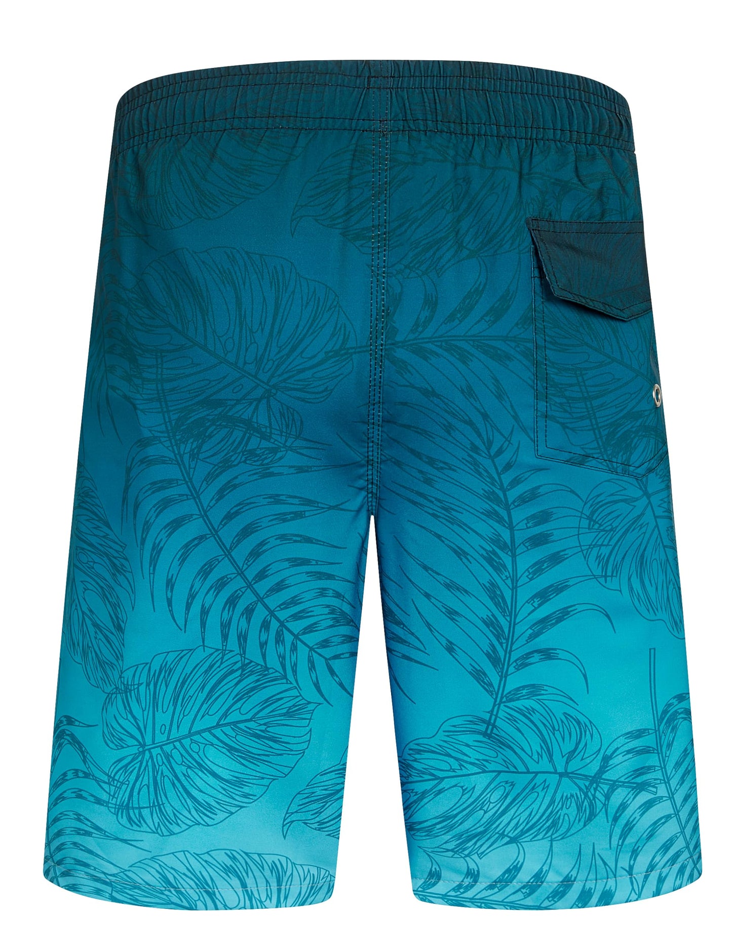 ELETOP Men's Swim Trunks Quick Dry Bathing Suit Swimming Board Shorts Mesh Lining Beach Swimwear Palm Leaf Gradient Blue L