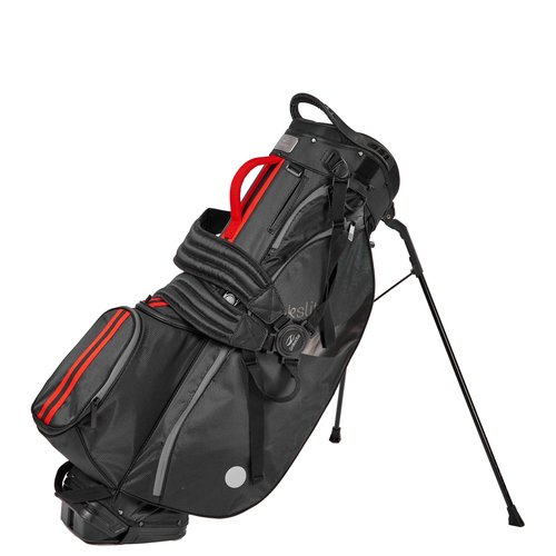 Linkslite, The Explorer Golf Stand Bag – Ultra Lightweight (4.5 lbs) 100% Waterproof 5-Way Top w/Full Dividers 6-Pockets (1 Magnetic) Dual Strap Free Golf Towel Black