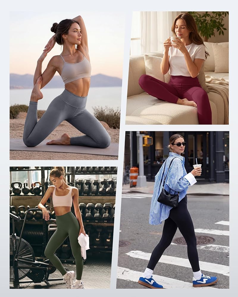 NexiEpoch 4 Pack High Waisted Leggings with Pockets- Black Capri Yoga Pants for Women