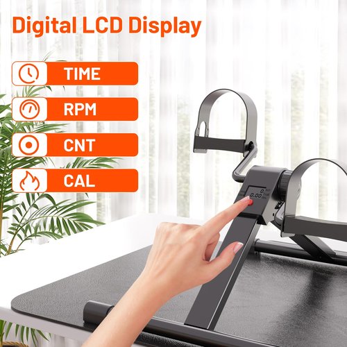 Under Desk Bike Pedal Exerciser, Portable Under Desk Cycle with Adjustable Resistance, Mini Exercise Bike for Arm and Leg Workout, Folding Peddler Machine Bicycle with LCD Monitor & Calorie Tracker
