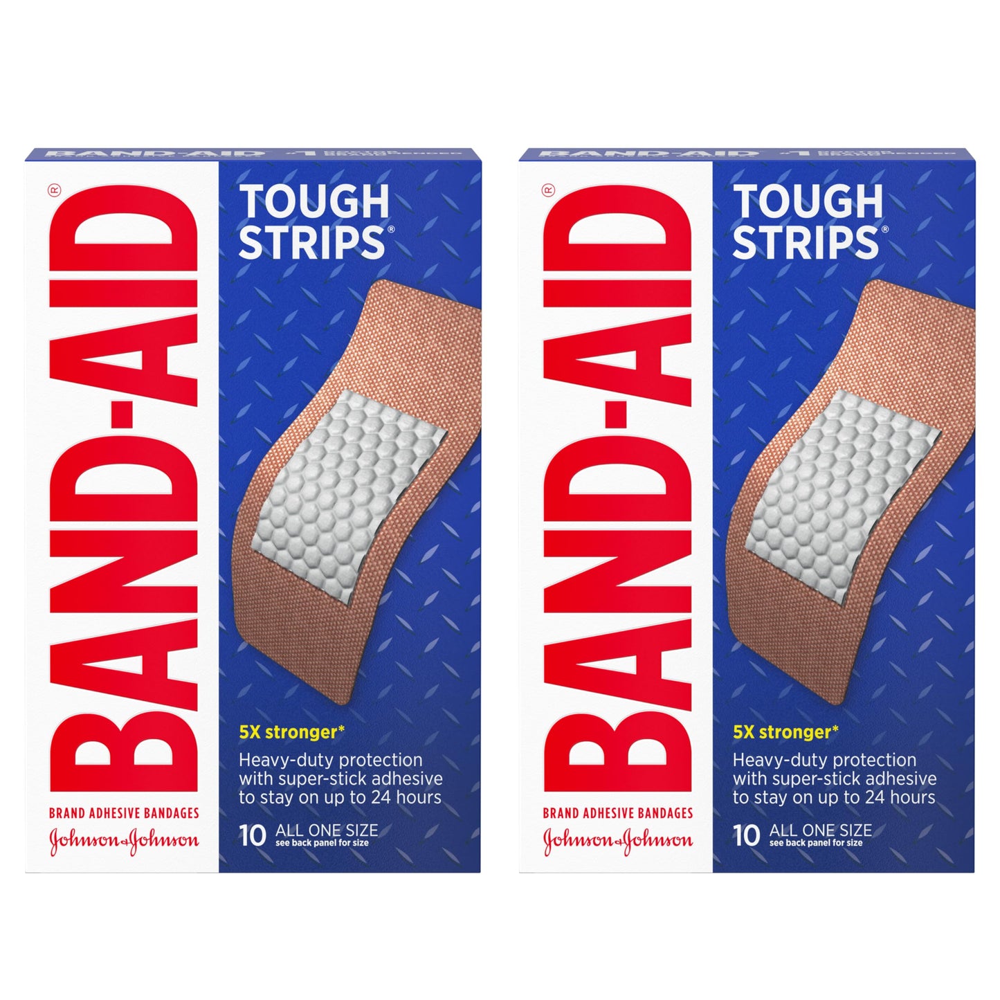 Band-Aid Brand Sterile Tough Strips Adhesive Bandages for First Aid & Wound Care, Durable Protection & Comfort for Minor Cuts & Scrapes, Heavy-Duty Fabric Bandages, Extra Large, 10 ct (Pack of 2)
