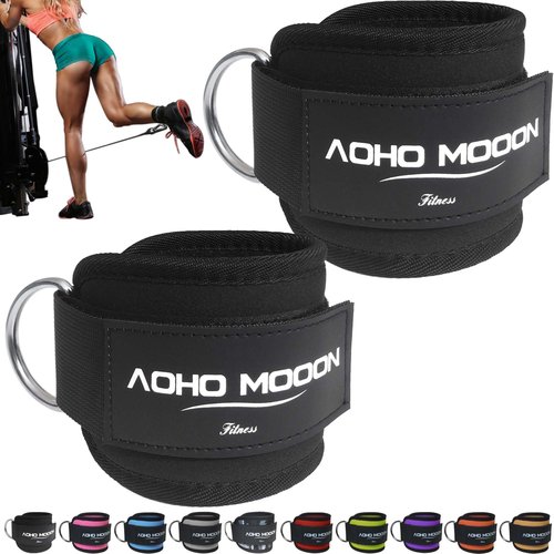 AOHO MOOON (Pair) Comfortable Adjustable Ankle Straps for Cable Machines Women