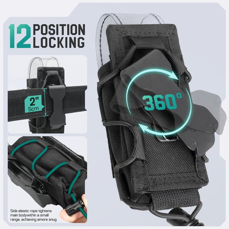 LIVANS Flashlight Holster for Duty Belt,Tactical Flashlight Holder Pouch,Nylon Torch Carry Case Sheath for Police Vest Security Correction Officer Outdoor Camping Accessories,with PVC Transparent Flap