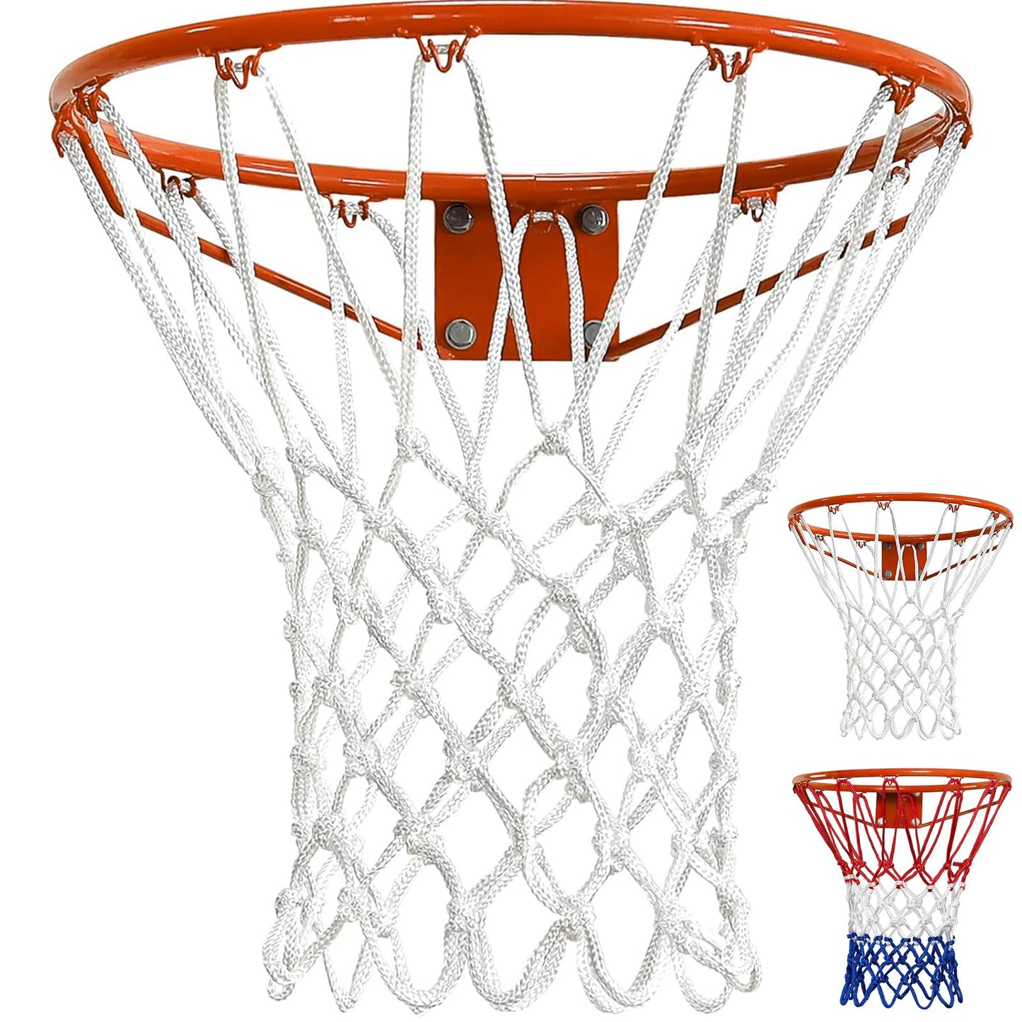 Basketball Net Heavy Duty Outdoor - 7.16oz, 12 Loops Anti-Whip All-Weather Sports Net, Replacement Net for Standard Rims, Compatible with Pool Hoop, Backyard Court & Indoor Goals - 2 Pack