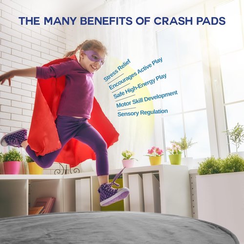 Homewell 4 x 6 Ft Crash Pad – Soft Velvet Cover Sensory Crash Pad for Kids with Durable Shock-Absorbing Foam, Machine Washable Cover, Ultimate Comfort and Safety for Kids, Adults and Pets (Gray)