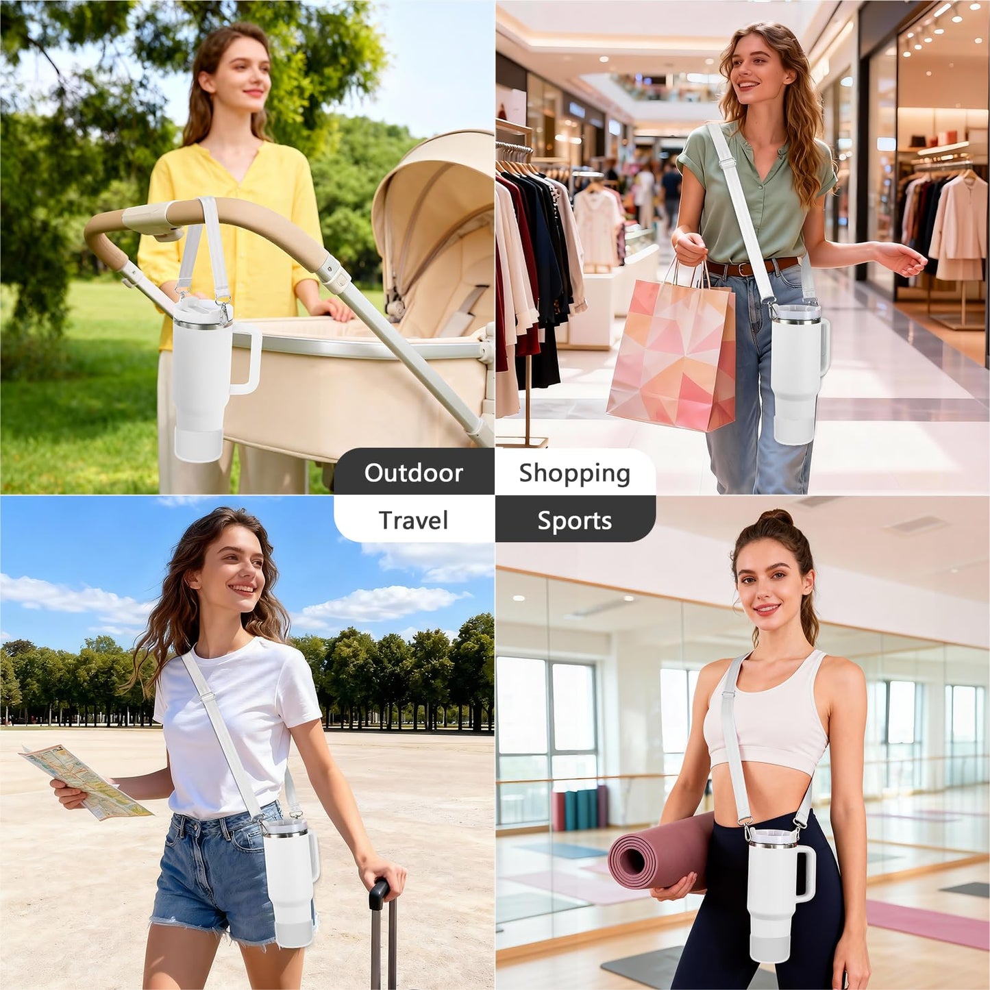 Cup Accessories Set Compatible with Stanley H2.0 & Protour 30oz 40oz, Includes Protective Boot, Shoulder Strap & Handle Strap, Handle Shoulder Carrying Strap for Women Men