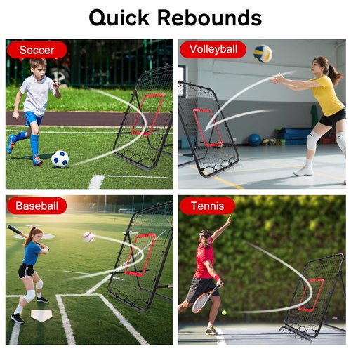 Soccer Rebounder Net, Adjustable Angle Football/Baseball/Volleyball Rbounder Net Gifts Aids & Training Equipment for Control, Passing Practice, Multi-Sport Practice Rebounder Net for Kids Teen Adult