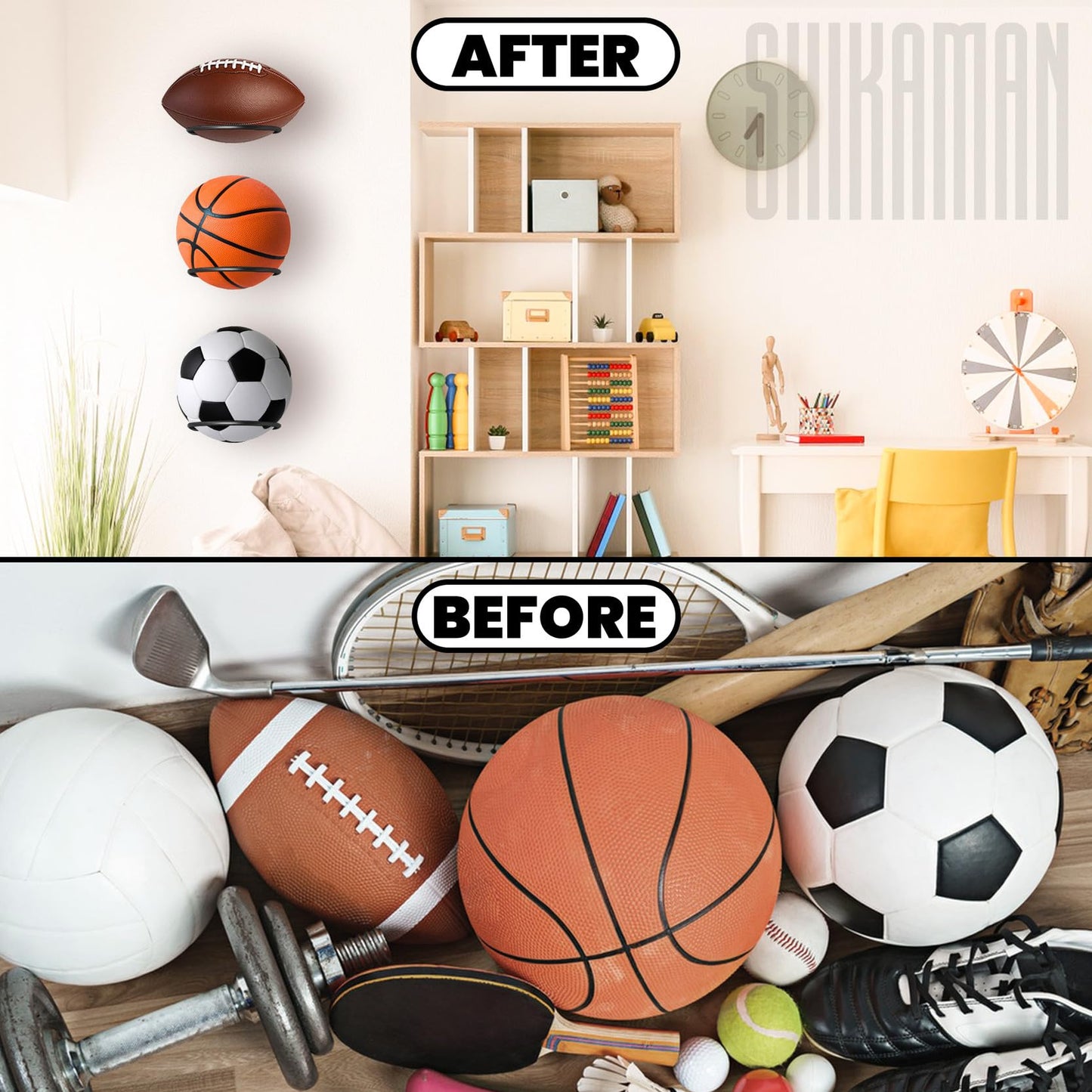 Ball Holder Wall Mount,Basketball Football Stand Ball Storage Set of 2