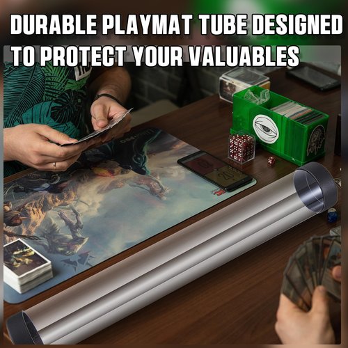 Barydat 4 Pcs Playmat Tube Round TCG Artwork Tube 16.14 Inch Playmat Case for Card Game Storage Toy Card Play Mat Clear Play Mat Tubes for TCG Gaming, Easy in and Out Design