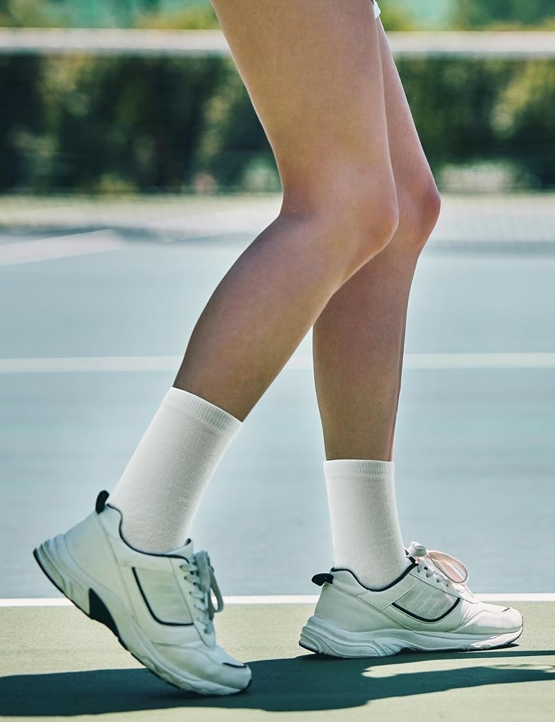 Duufin Black 12 Pairs Women’s Mid Calf Crew Socks, Size 9-11 - Variation: Black+9-11
