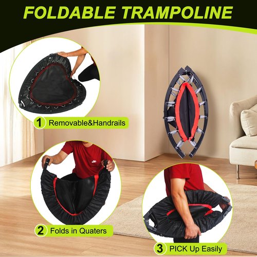 40?™â€?Mini Trampoline for Adults 400LBS Weight Capacity with Safety Pad Exercise Rebounder Trampoline for Indoor/Outdoor Workout