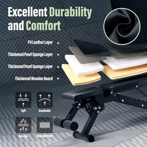 MAJOR FITNESS Adjustable Weight Bench - Foldable Commercial-Grade Workout Bench with 900LBS Capacity, 11 Adjustable Positions, Space-Saving Design for Home Gym Strength Training