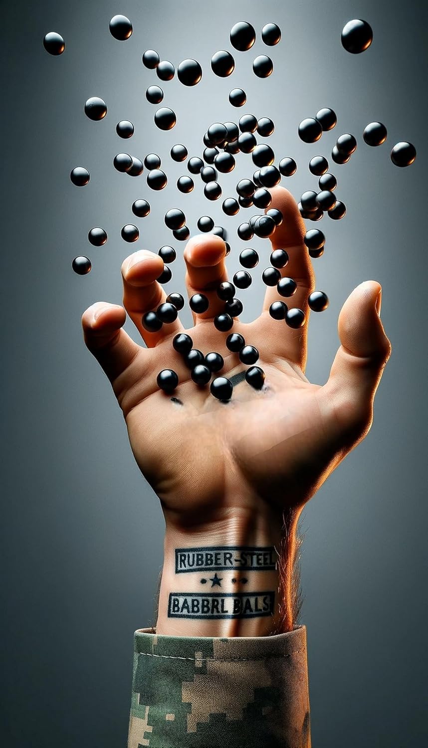 100 x Hard Mix Rubber Steel Balls Paintballs 1.8 Grams Ammo for Self Home Defense in 43 Caliber