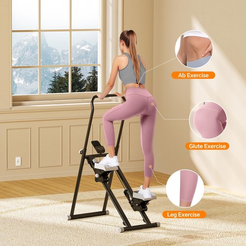 Stair Stepper for Home Gym,Folding Vertical Climber Cardio Exercise Machine,Stair Climber for Full Body Workout with Adjustable Handlebar for Women & Men