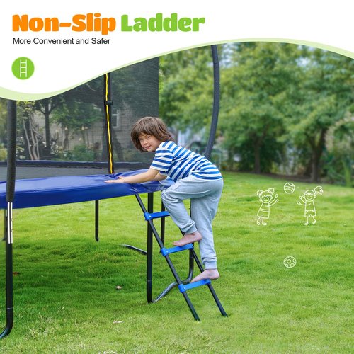ORCC 1200LBS Weight Capacity Trampoline 16 15 14 12 10 8FT Without Basketball Hoop Water Sprinkler Spiral Ground Stakes Outdoor Yard Trampolines for Kids Adults