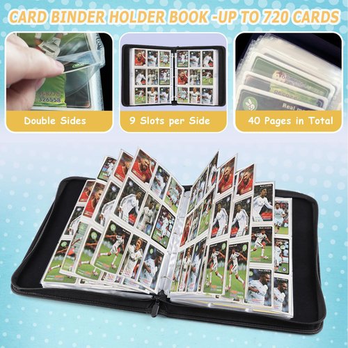 MTGPRO 9-Pocket Card Binder for MTG,720 Double Sided Pocket PU Trading Collection Binder,Premium Collector Card Album for MTG,TCG,Yugioh,Game Cards(Orange)