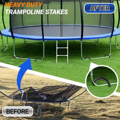 Hodvya 12" Trampoline Stakes Anchors High Wind Heavy Duty U Shaped Stakes for The Ground Heavy Duty high Wind Trampoline Accessories, Set of 4, Black