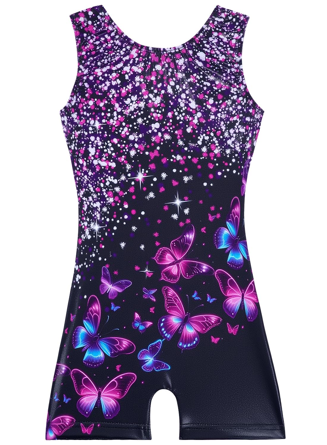 Belovance Girls Gymnastics Leotards With Shorts 5t size 6 Kids Children Dance Leotard Outfit Athletic Tumbling Training Biketard Clothes Sparkle Green Pink Gradient Unitard Quicky Dry Purple Glitter