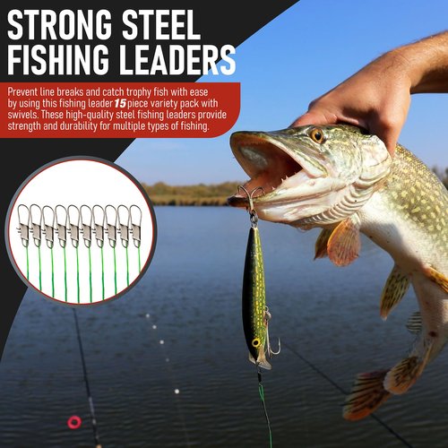 Fishing Leaders with Swivels - Carp - Pike - Catfish - Muskie - Walleye - Bass - Mackerel - Snapper