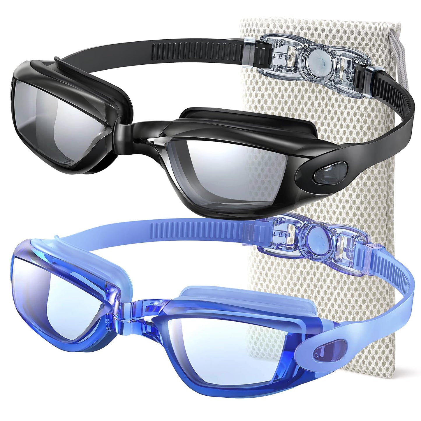 NSSIW Swim-Goggles-Adult-Women Goggles Swimming Men: Anti Fog Pool Goggles with UV400 and No Leak 2 Pack