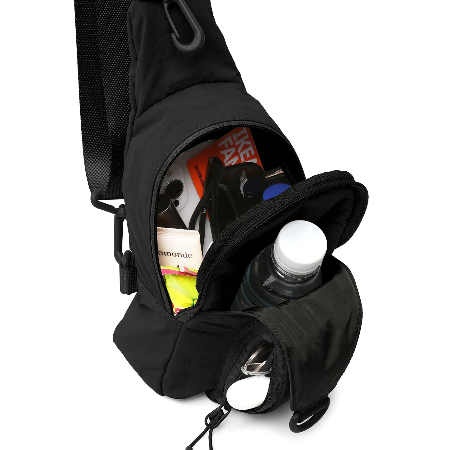 ODODOS Sling Bag with Adjustable Straps Crossbody Chest Bag Lightweight Small Backpack for Casual Outdoor Traveling Hiking, Black