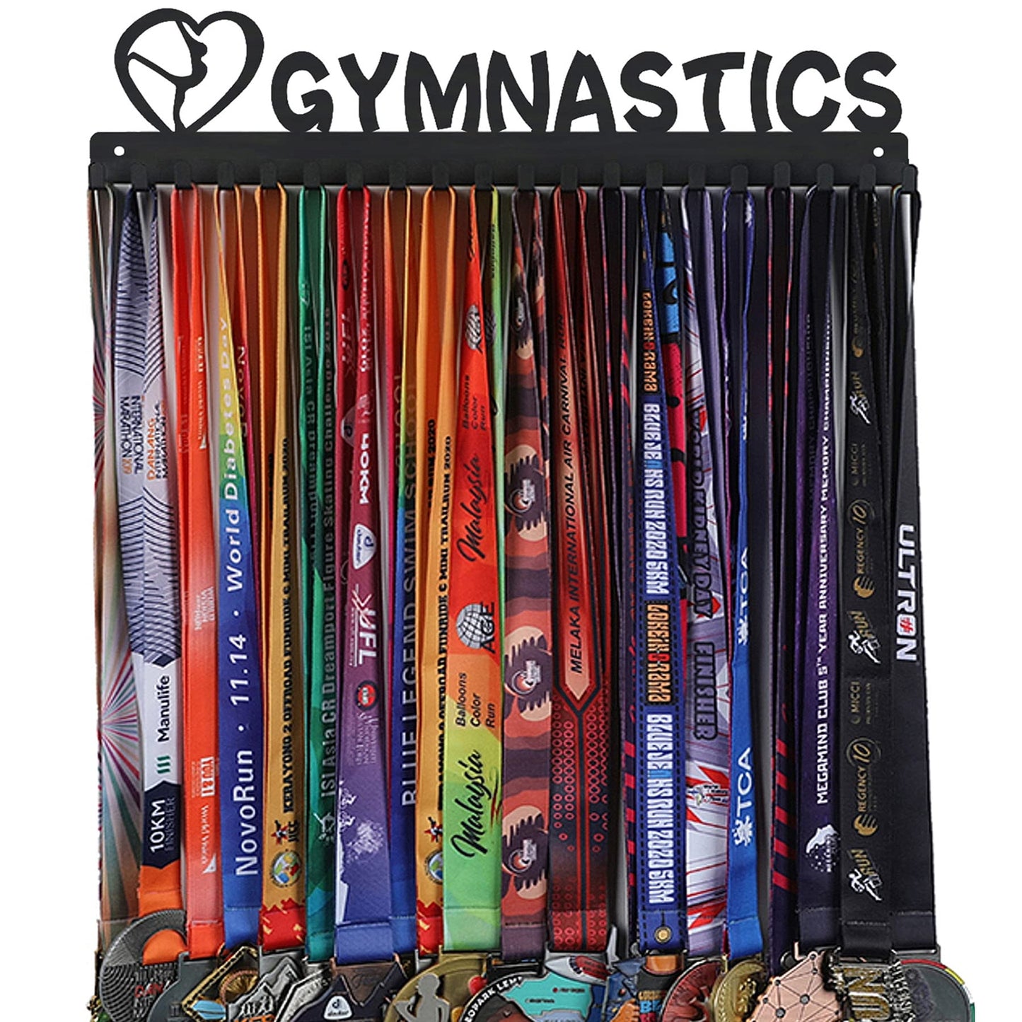 Goutoports Gymnastics Medal Holder - Medal Hanger Display - with 20 Hooks Hold Up 60 Medals - Equipped with Mounting Accessories Easy to Install Easy to Use