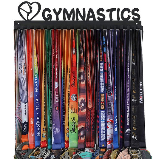 Goutoports Gymnastics Medal Holder - Medal Hanger Display - with 20 Hooks Hold Up 60 Medals - Equipped with Mounting Accessories Easy to Install Easy to Use