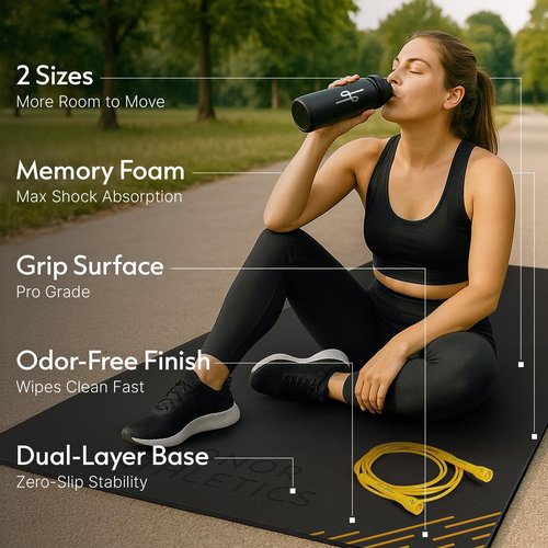 Honor Athletics Premium Jump Rope Mat – 1/4" Thick High-Density Rubber | Non-Slip Surface for Indoor/Outdoor Use | Durable & Odor-Free Skipping Mat (Standard Size – 36" x 48")