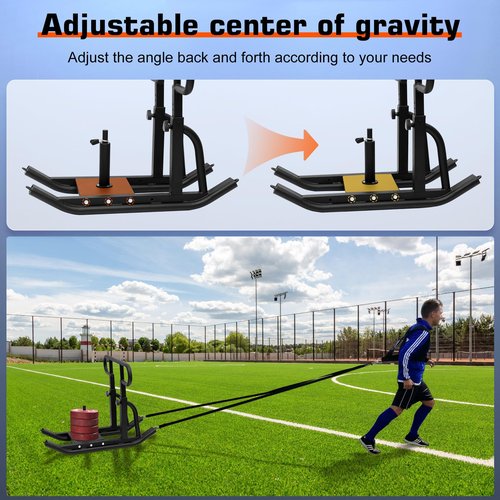 Pulaim Weight Sled, Fitness Sled, Fitness Strength Training Sled,Adjustable Height Weight Training Sled, Heavy Duty Workout Sled for 1" and 2" Weight Plates- with Size S Tactical Gloves