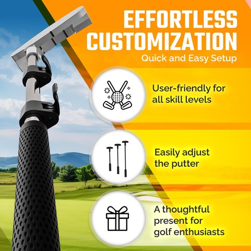 Go for It Golf Kids Putter with Extendable Shaft - Adjustable Size for Junior Golfers - Right Handed - Ideal Training Club for Children, Youth - Includes 3 Balls, Cup with Flag - Silver, 17"-35"