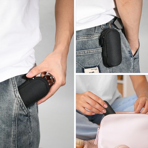 Beautyflier Heart Monitor Case Compatible with AliveCor KardiaMobile 6L, Portable Heart Monitor Bag with Spring O-Ring Keychain, Keep Clean and Protected (Bag Only)