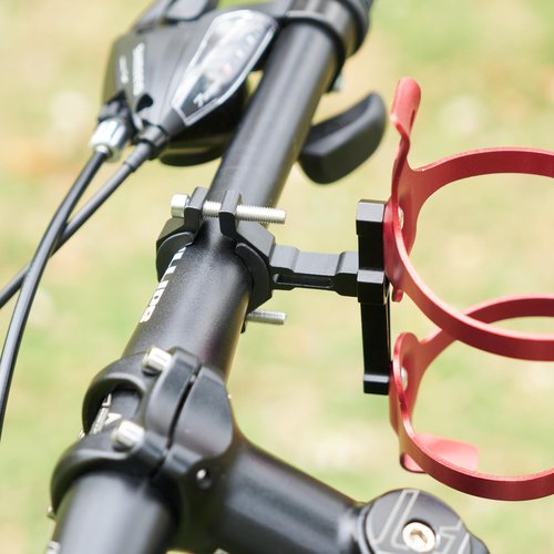 Adjustable Bike Water Bottle Cage Adapter,Anodized Aluminum Alloy Mount for Handlebars Seatposts,Universal Adapter for MTB/Road/E-Bike/Kids Bike, Includes Hex Wrench Anti-Slip Spacers (1, Black)