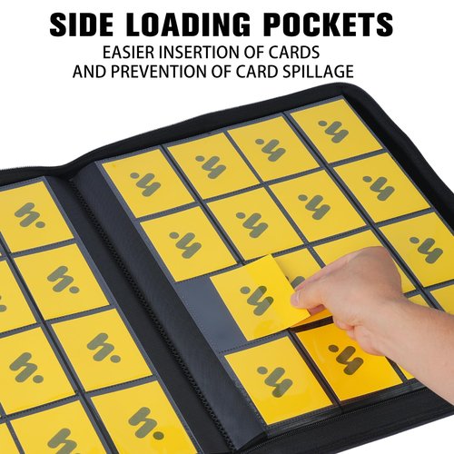 MORABTO Premium 1000+ Pockets Card Binder,16 Pockets Trading Card Binder Ringless Side Loading Trading Card Album Folder for TCG -Black