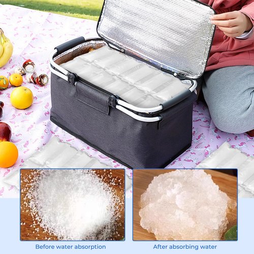 WYKOO 10Packs Ice Pack Sheets for Coolers, Self-Absorbing Ice Pack, Reusable Dry Ice Pack, Flexible Ice Pack Sheets, Lunch Bag Freezer Packs, Ice Mat Cube Sheets for Food Fresh and Beverages Cold