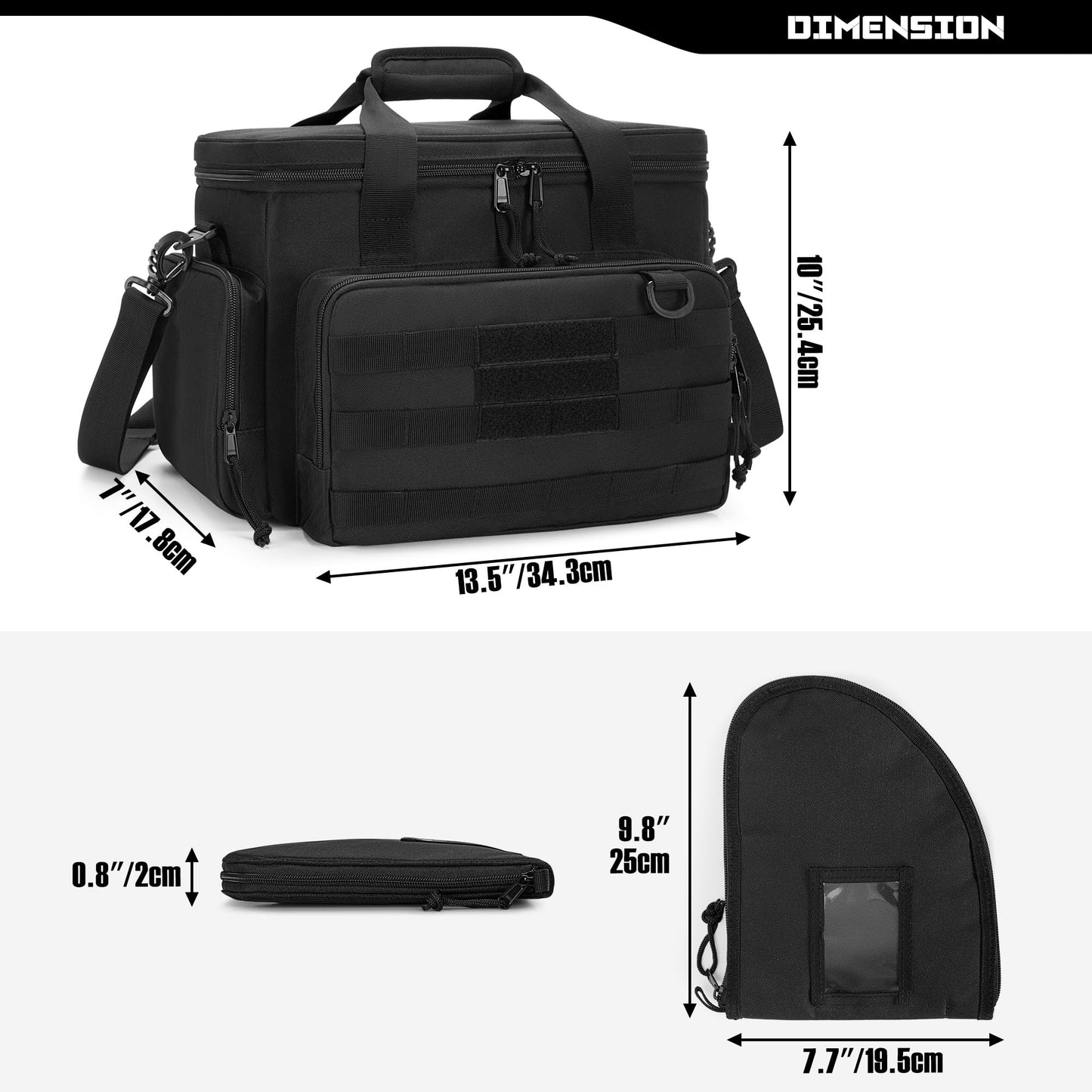 DSLEAF Gun Range Bag with 2 Pistol Cases, Pistol Range Bag for Handguns