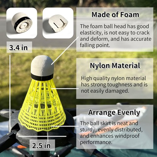 LIUTOVO 12 Packs Nylon Badminton Shuttlecocks Birdies Nylon Feather Shuttlecocks Badminton Birdies Great Stability ＆ Durability Indoor Outdoor Sports Hight Speed Training Badminton Balls