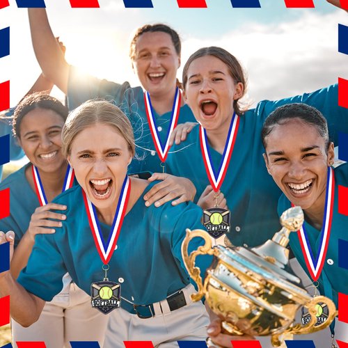 Trnayi 20 Pcs 10/20 /30/40 Pcs Award Medals Bulk Sports Medals with Neck Ribbons 2.4 Inch Winner Award Trophy Prize Gift for Sports Themed Party Favors Tournaments School Match (Softball)