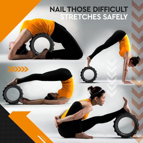 Motivated Mindset Massage Wheel Great for Back Pain | Stretching and Improving Yoga Poses Myofascial Release | Deep Tissue Massage Yoga Wheel | Yoga Balance Accessory for Beginners (11-inch x 7-inch)