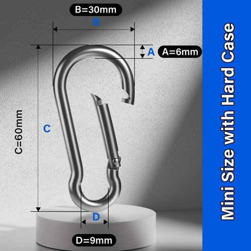 8 PCS Heavy Duty Carabiner Clips, 【NO Rust】 1360lbs 304 Stainless Steel Carabiners, 2.36 inch D-Ring Snap Hook Keychain Spring Clips for Gym, Pet leashes, Camping, Car, Farm