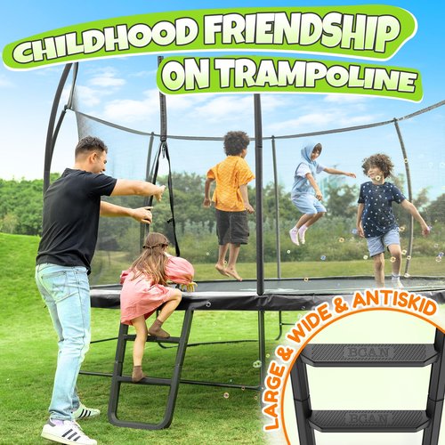 BCAN Trampoline 8FT 10FT 12FT 14FT 15FT 16FT Recreational Trampoline with Enclosure for Kids Adults, ASTM Approved, Outdoor Trampoline with Ladder for Kids