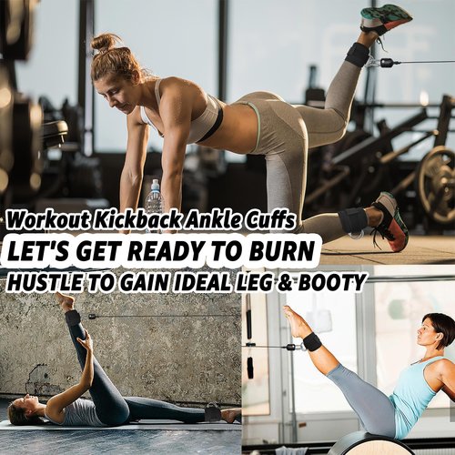 Anemeeoke Fitness Ankle Straps for Cable Machine, Kickbacks Glute Workouts, Lower Body Exercises, Adjustable Leg Straps with Neoprene Padding Men Women(Black)