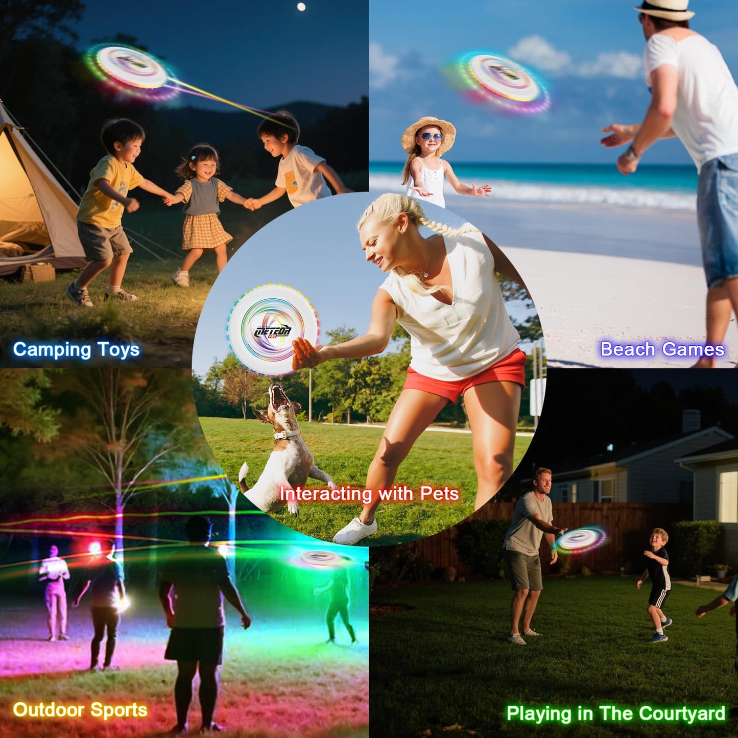 Light up Flying Disc-16 Millions Colors, 48 LEDs & 13 Light Modes, LED Flying Disc for Adults, Kids & Teens, Glow in the Dark Flying Ring, Party Toy Christmas Birthday Gift, Age 6+ (white, 9in)