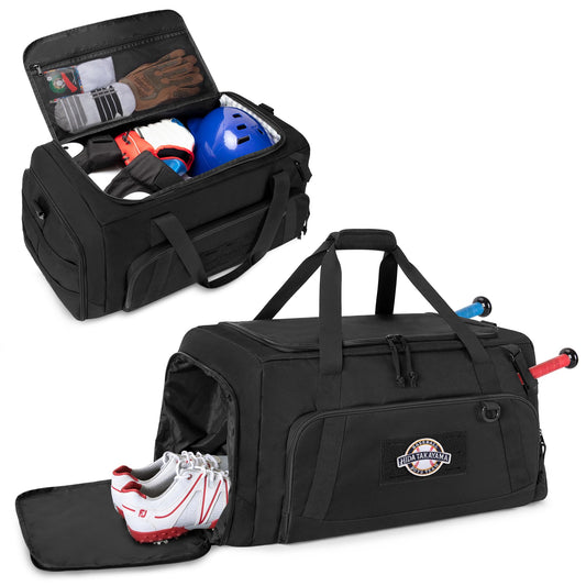 GOBUROS Baseball Duffle Bag with Bat Holder, Catchers Gear Bag for Softball