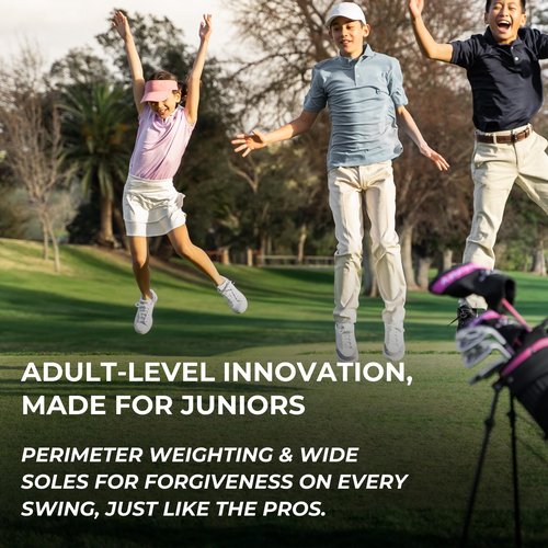 Precise XD-J Junior Golf Clubs Set ??Right & Left Hand Options ??Kids Golf Clubs for Ages 3-5, 6-8, 9-12 ??Lightweight Graphite Shafts, Hybrid Club, Stand Bag ??Boys & Girls Golf Set
