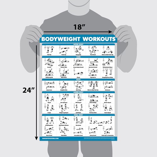 Palace Learning Dumbbell Workouts and Bodyweight Exercise Poster Set - LAMINATED 2 Chart Set - Dumbbell Exercise Routine & Body Weight Workouts (18" x 24")