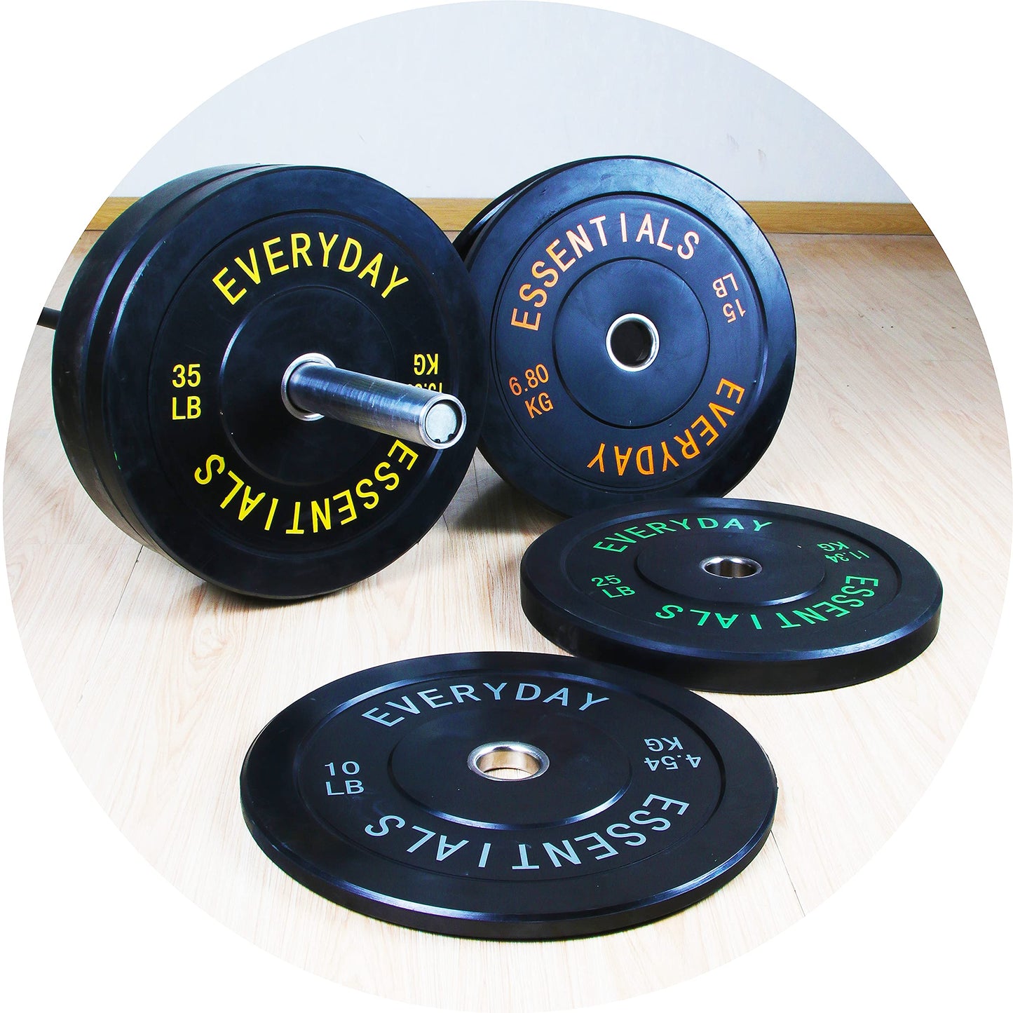 Signature Fitness 2" Olympic Bumper Plate Weight Plates with Steel Hub, 25LB, Single, Black