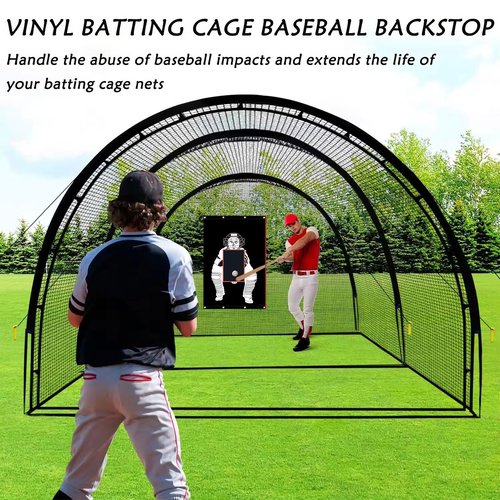 IsleWood 4'x6' Baseball Backstop 600D Oxford Fabric with Strike Zone & Catcher Visuals Portable Batting Cage Net Saver Weather-Resistant Backdrop for Pitching Practice Indoor/Outdoor Use