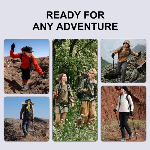 PELLIOT Ultralight Trekking Pole Carbon Fiber & Aluminum Alloy Hiking Pole 3-Section Telescopic Trekking Stick with EVA Foam Grips Adjustable Walking Stick for Hiking Black