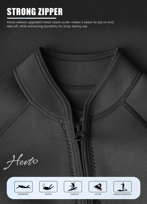 Hevto Wetsuits Men 2mm Neoprene Front Zip Shorty Wet Suit in Cold Water for Swimming Surfing Diving Snorkeling Paddle Boarding (M3-Blue, XXL)